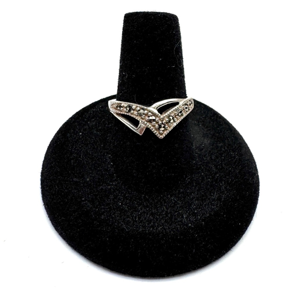 Vintage Marsala Sterling Silver and Marcasite Ring Size 7 1/2